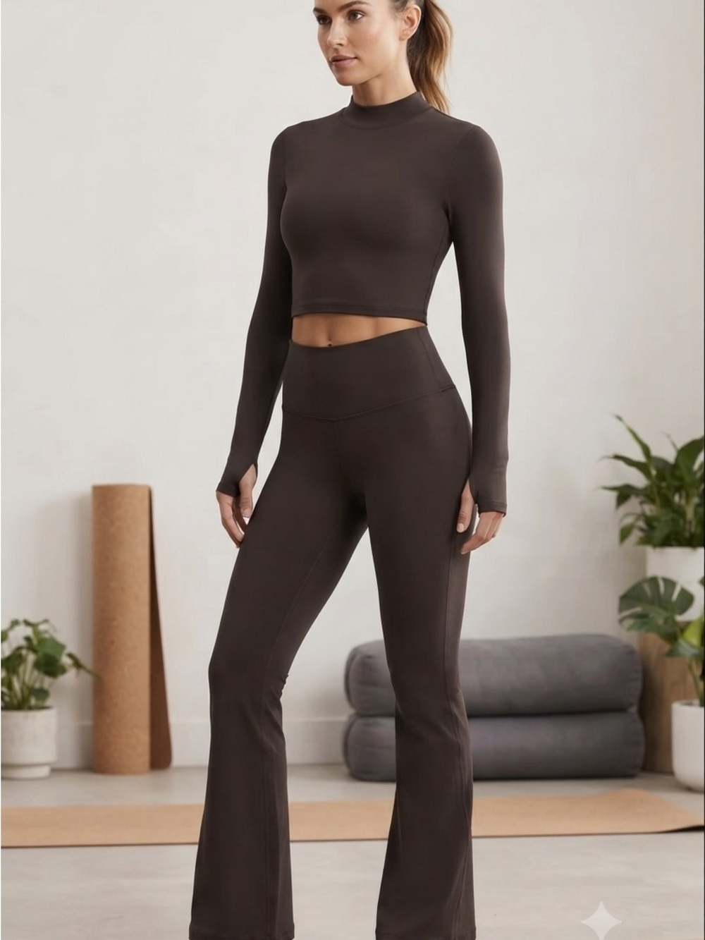 aerie High-Rise Bootcut Leggings in Dark Brown